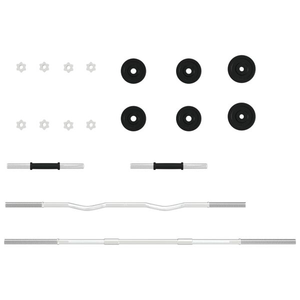 vidaXL Komplet uteži in palic 30 kg lito železo