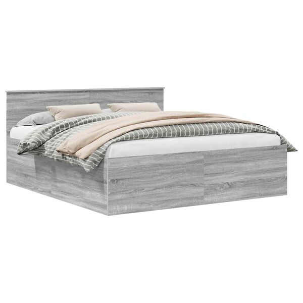 vidaXL Konstrukcija postelje Siva Sonoma 200 x 200 cm Konstruiran les