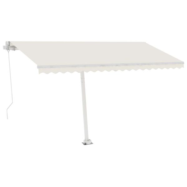 vidaXL Ročno zložljiva tenda z LED lučkami 450x350 cm krem