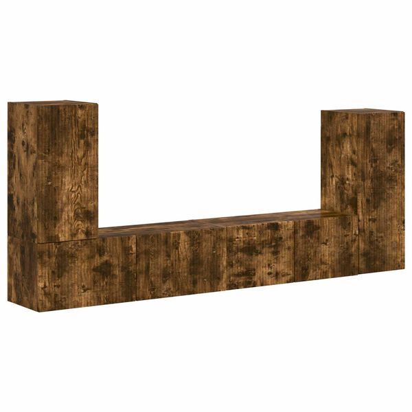 vidaXL Komplet TV omaric 4 pcs Dimljeni oreh Konstruiran les