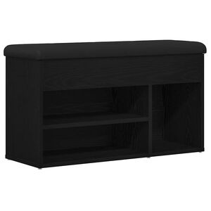 vidaXL Klop za čevlje s polico Črna 80 x 30 x 45 cm Konstruiran les