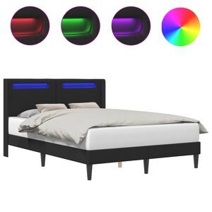 vidaXL Konstrukcija postelje Črna 140 x 190 cm Umetno usnje