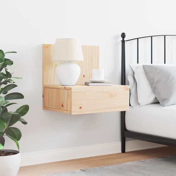 vidaXL Nočna omarica s predalom Rjava 42 x 32,5 x 40 cm Trdna borovina