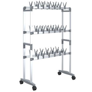 vidaXL Stojalo za čevlje s kolesi srebrno 66x27x100 cm