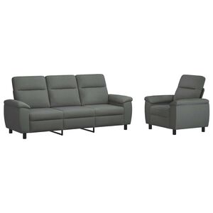 vidaXL Kavčna garnitura 2 pcs Temno siva Blago
