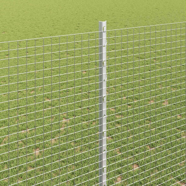 vidaXL Ograja s stebrom srebrna 1,5 x 50 m Jeklo