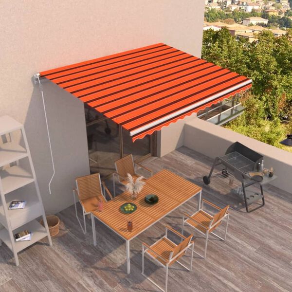 vidaXL Avtomatsko zložljiva tenda 450x350 cm oranžna in rjava