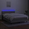 vidaXL Box spring postelja z vzmetnico LED svetlo siva 140x190cm blago
