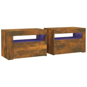 vidaXL Nočna omarica 2 kosa LED dimljeni hrast 60x35x40 cm
