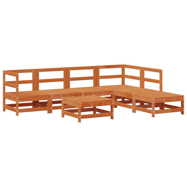 vidaXL Vrtna dnevna garnitura 7 pcs Voskan Rjava Masivna borovina