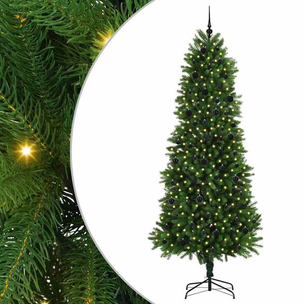 vidaXL Božično drevo med 300 LED z stojalom Zelena 240 cm PE