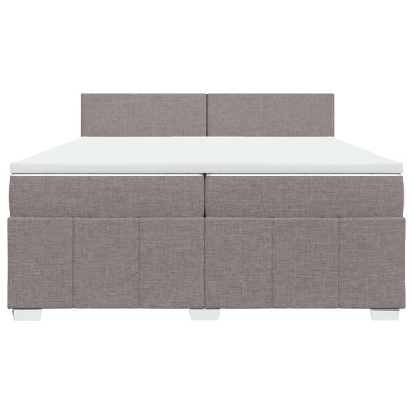 vidaXL Box spring postelja z vzmetnico taupe 200x200 cm blago