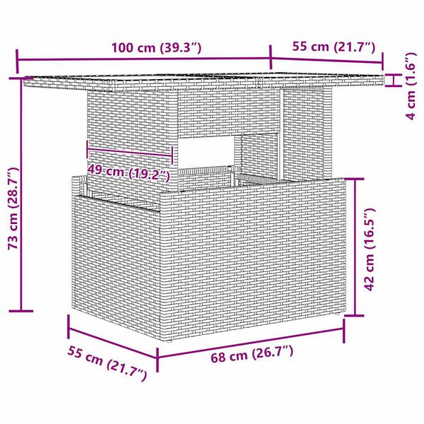 vidaXL Vrtna sedežna garnitura z blazino 11 pcs Bež Poliratan