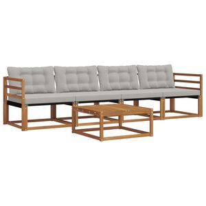 vidaXL Zunanja garnitura za sedenje 5 pcs Naravna in svetlo siva