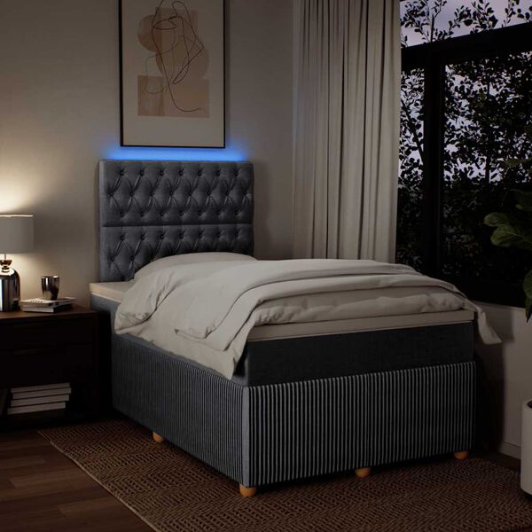 vidaXL Boxspring postelja z vzmetnico svetlo siva 120x190 cm blago