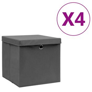 vidaXL &Scaron;katle s pokrovi 4 kosi 28x28x28 cm sive