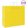 vidaXL Papirnate vrečke 250 kosov z ročaji rumena 54x15x49 cm