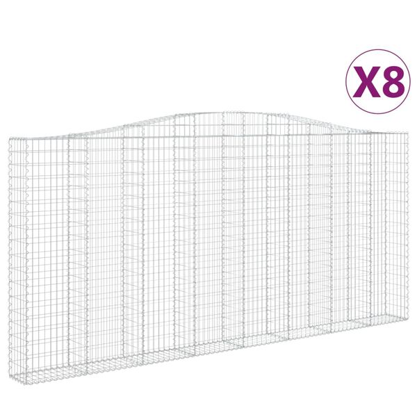 vidaXL Obokane gabion ko&scaron;are 8 kosov 400x30x180/200cm pocinkano železo