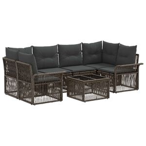 vidaXL Vrtna sedežna garnitura 7 kos Siva 55 x 55 x 37 cm poli ratan
