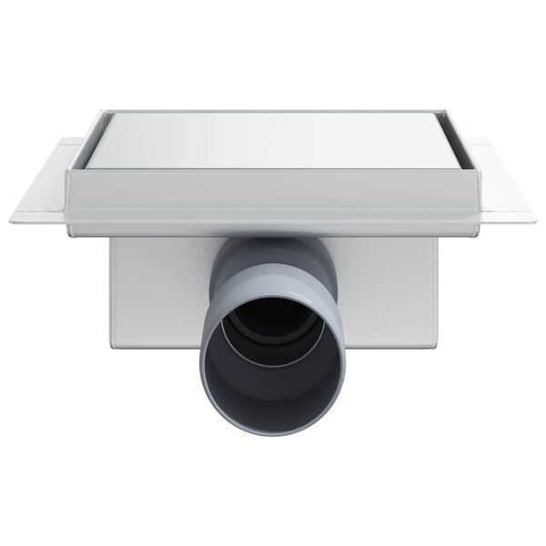 vidaXL 2 v 1 Odvod za prho srebrna 15 x 15 cm Nerjaveče jeklo 304