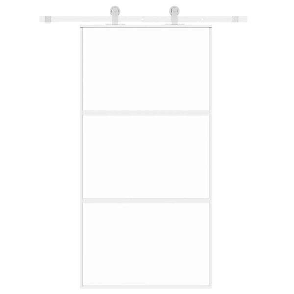vidaXL Drsna vrata bela 102,5x205 cm kaljeno steklo in aluminij