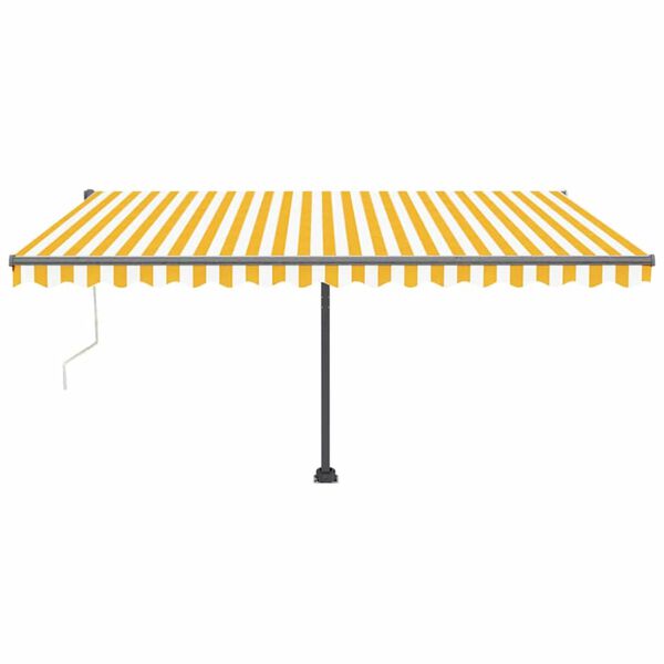 vidaXL Prostostoječa avtomatska tenda 400x300 cm rumena/bela