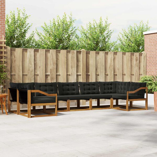 vidaXL Zunanja garnitura za sedenje z blazino 7 pcs Naravna in črna