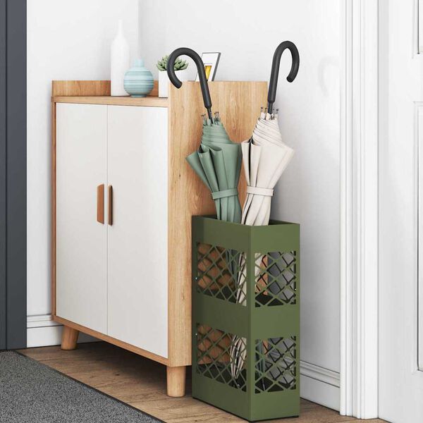 vidaXL Stojalo za dežnik Olivno zelena 28 x 12 x 41 cm Jeklo