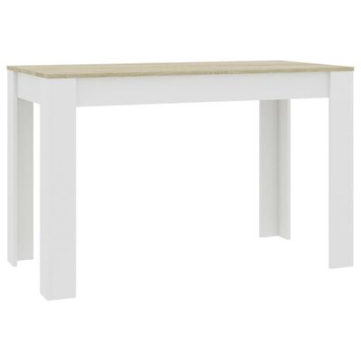 vidaXL Jedilna miza bela in sonoma hrast 120x60x76 cm iverna plošča