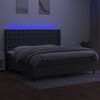 vidaXL Box spring postelja z vzmetnico LED temno siva 200x200 cm blago