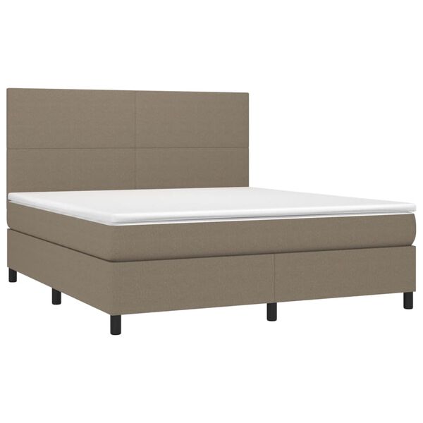 vidaXL Box spring postelja z vzmetnico LED taupe 180x200 cm blago