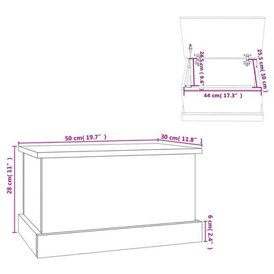 vidaXL Škatla za shranjevanje bela 50x30x28 cm inženirski les
