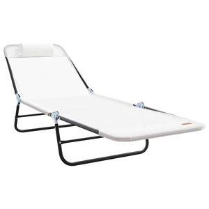 vidaXL Zložljiv ležalnik krema 182 x 55 x 85,5 cm Tekstil