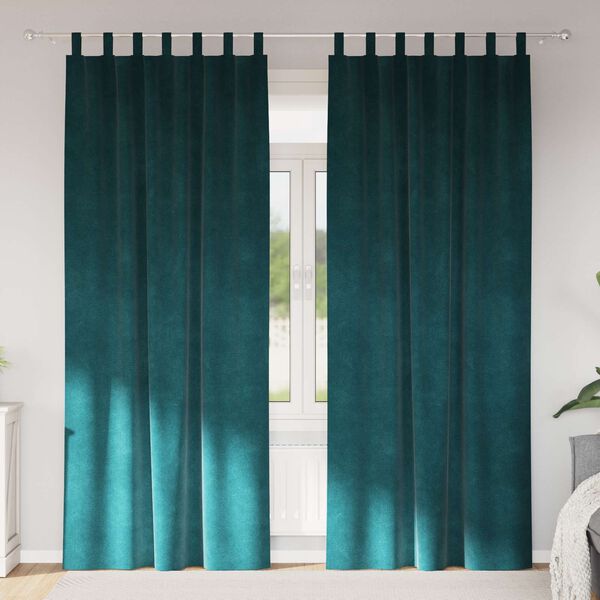 vidaXL Zatemnitvene zavese 2 pcs Temno zelena 140 x 245 cm Žamet