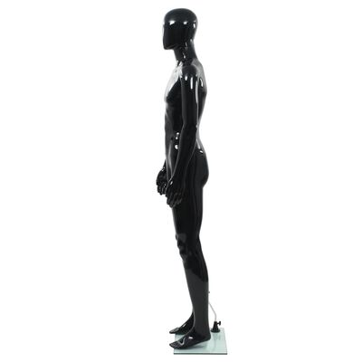 vidaXL Celotna moška izložbena lutka s stekleno osnovo črna 185 cm