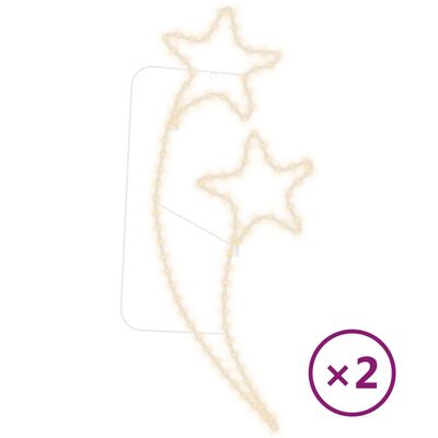 vidaXL Svetlobna veriga zvezda 2 kosa toplo bela 125,5x53x4,5 cm