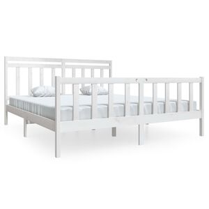 vidaXL Posteljni okvir bel 180x200 cm trden les