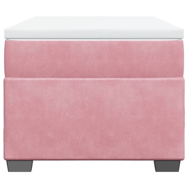 vidaXL Box spring postelja z vzmetnico roza 90x200 cm žamet
