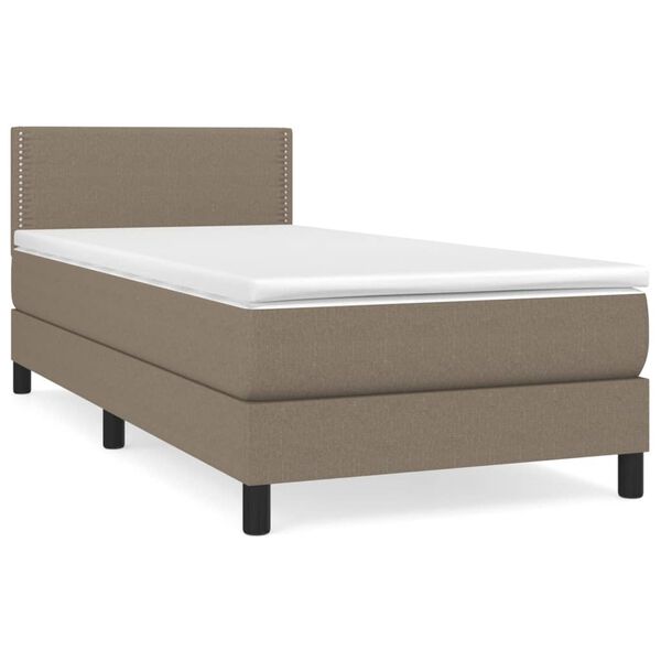 vidaXL Box spring postelja z vzmetnico taupe 90x200 cm blago