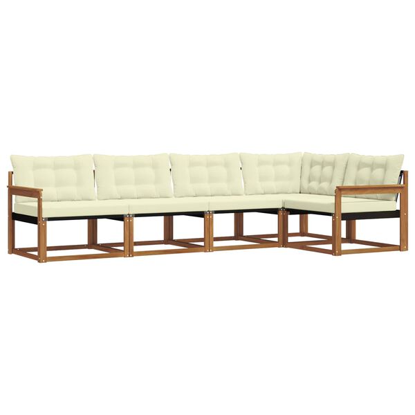 vidaXL Zunanja garnitura za sedenje z blazino 5 pcs Naravna in smetana