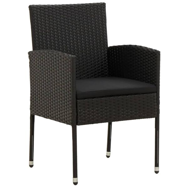 vidaXL Zunanja jedilna garnitura 9-delna poli ratan črna