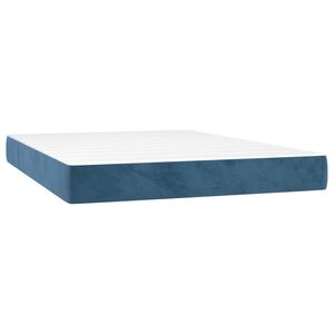 vidaXL Vzmetnica z žepkasto vzmetjo srednje trdote temno modra 140x200x20 cm žamet