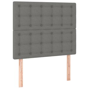 vidaXL Vzglavje postelje temno sivo 80x5x118/128 cm blago