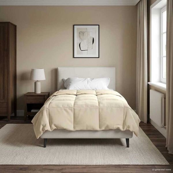 vidaXL Polna celoletna prevleka krema 140 x 220 cm Mikrovlakna