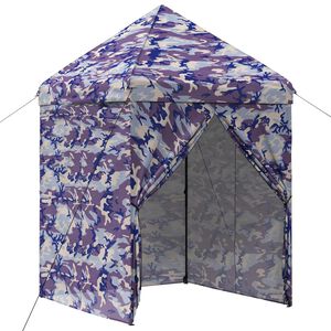 vidaXL Pop-up Paviljon s 4 Stranskimi Stenami 2 x 2 m Modra kamuflaža
