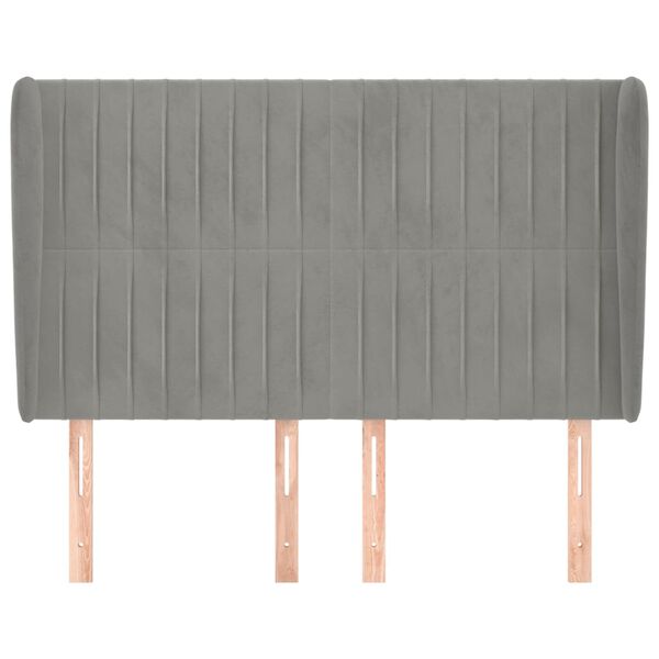 vidaXL Vzglavje z u&scaron;esi svetlo sivo 147x23x118/128 cm žamet