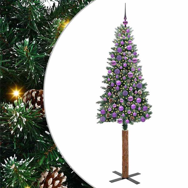 vidaXL Ožja jelka med 300 LED Zelena 180 cm PVC in trden bor