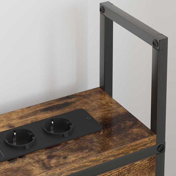 vidaXL Headboard za shranjevanje z postajo za polnjenje Dimljeni hrast