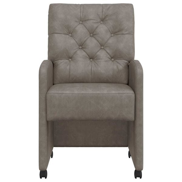 vidaXL Jedilni stoli s kolesi 2 pcs Siva 58 x 67 x 97 cm Umetna koža