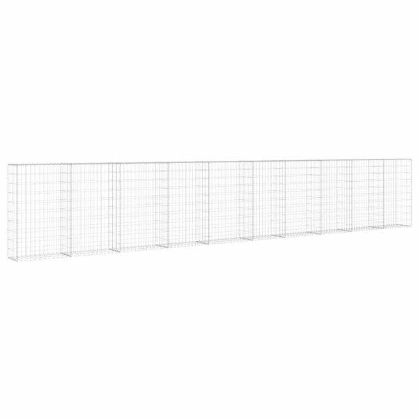 vidaXL Gabionska stena s pokrovi iz pocinkanega jekla 600x30x100 cm